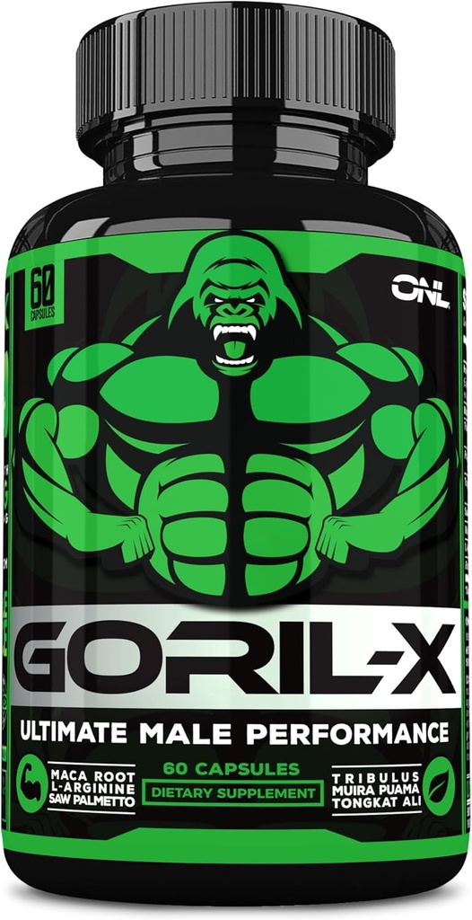 Erkekler için GORIL-X testosteron ATM - Workout testosteron Tamam - Boyut, Güçlü ve Enerji - 1000 mg Erkek Enhancing Horny Goat Weed - Maca Root, Tongkat Ali & Tribulus Terrestris 60 Caps