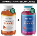 Şeker Ücretsiz Vitamin D3 K2 Gummies (60 Gummies) ve Sugar Free Ekstra Güçlü Magnezyum Gummies (180 Gummies), D3 Gummies 5000 IU+K2 MK7 80 mcg, Magnezyum Citrate Gummies 500 mg, Magnezyum Citrate Gummies 500 mg