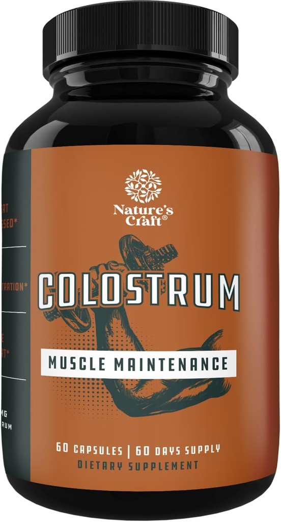 Bovine Colostrum Capsules with Immunoglobulin G - Colostrum Supplement and Muscle Builder for Gut Health Joint Support Immune Health Bone Strength and Brain Support Probiyotik Supplement