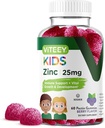 Viteey ψευδάργυρος για παιδιά Gummies, 25mg - Ανοσοποιητική υποστήριξη - Ισχυρό φυσικό αντιοξειδωτικό, Παιδικό συμπλήρωμα βιταμίνης ψευδάργυρου - Vegan, Ζελατίνη δωρεάν, Γλουτένη χωρίς - Νόστιμο μασώμενα Berry Flavor Gummy