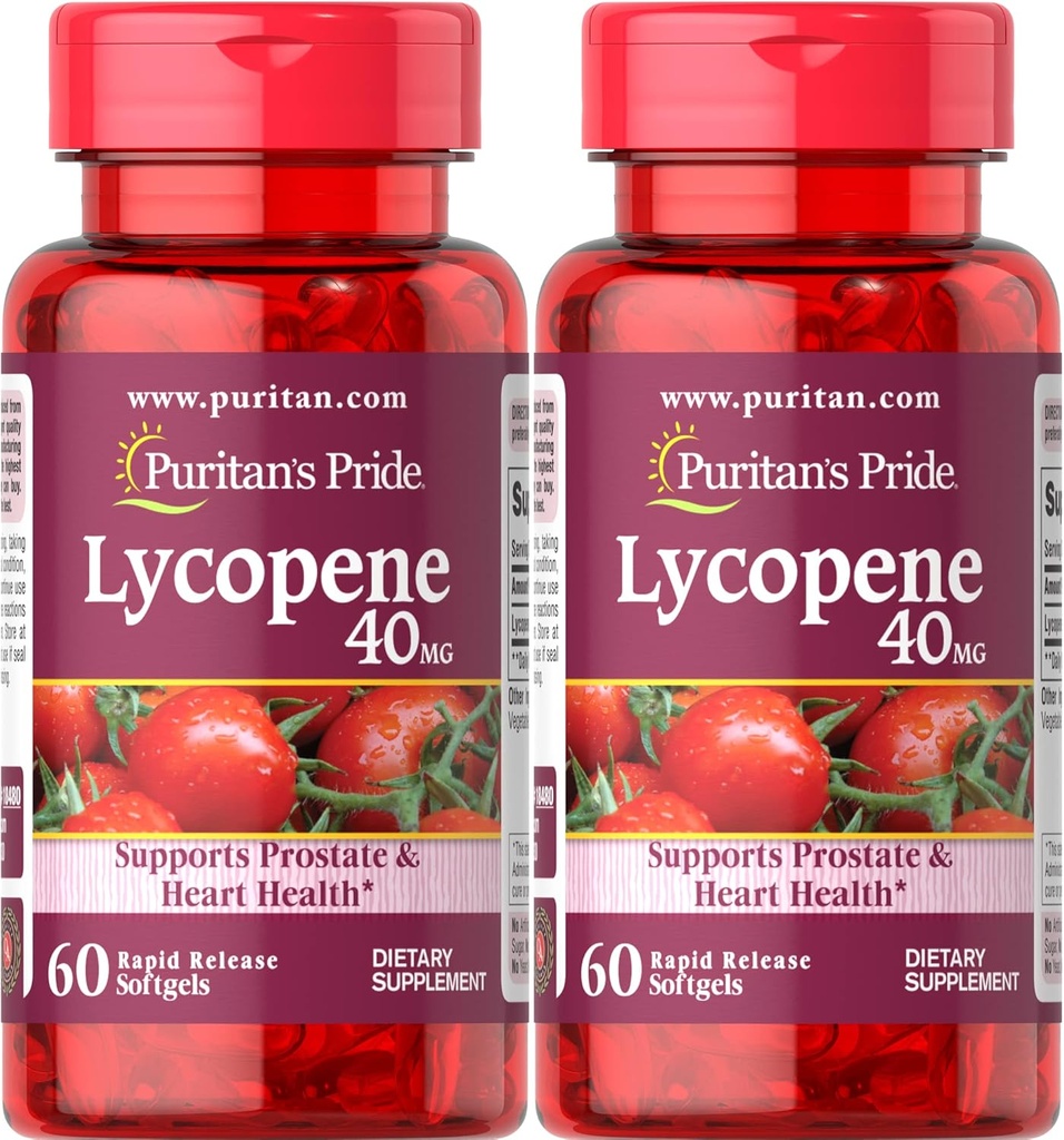 Puritan'ın Gurur Premium Lycopene 40 mg, Prostate, Antioksi, Kalp Sağlığı ve Genel Sağlık Desteği, 2 Ay Supply, 60 Hızlı Yayın Softgels, 2 Packene 40mg, Antioksi, Kalp Sağlığı ve Genel Sağlık Desteği, 2 Ay Supply, 60 Hızlı Yayın Softgels, 2 Pack