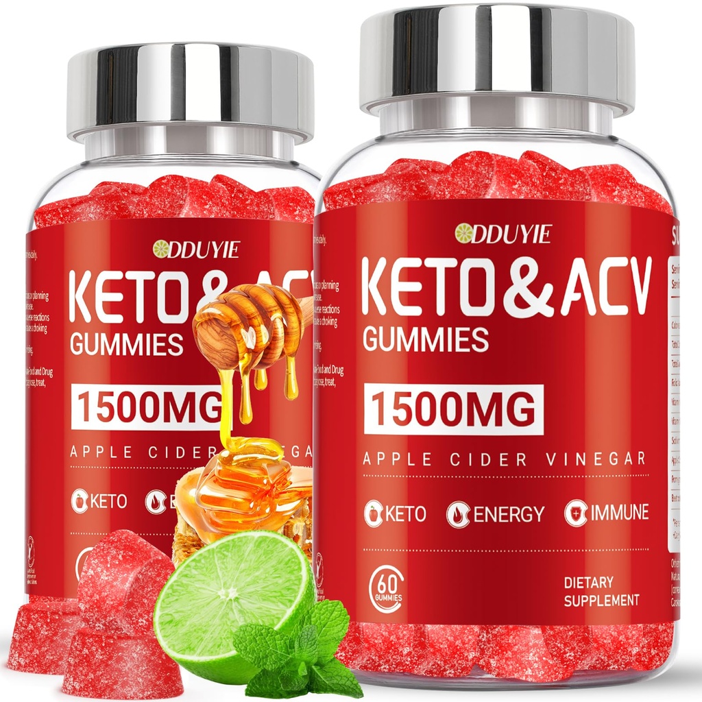 Keto ACV Gummies - 1500 mg Apple Cider Vinegar Gummies with Pomegranate Beetroot & Vitamin B12 B6 - Lemon Honey Flavor - for Men & Woman - GMO Free & Vegan - 120 Count
