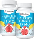 15mg L Methylfolate (5-MTHF)- Active Folic Acid-Enriched with Vitamins B6 and B12-60 Vegetarian Capsules - Non-GMO, Gluten-Free