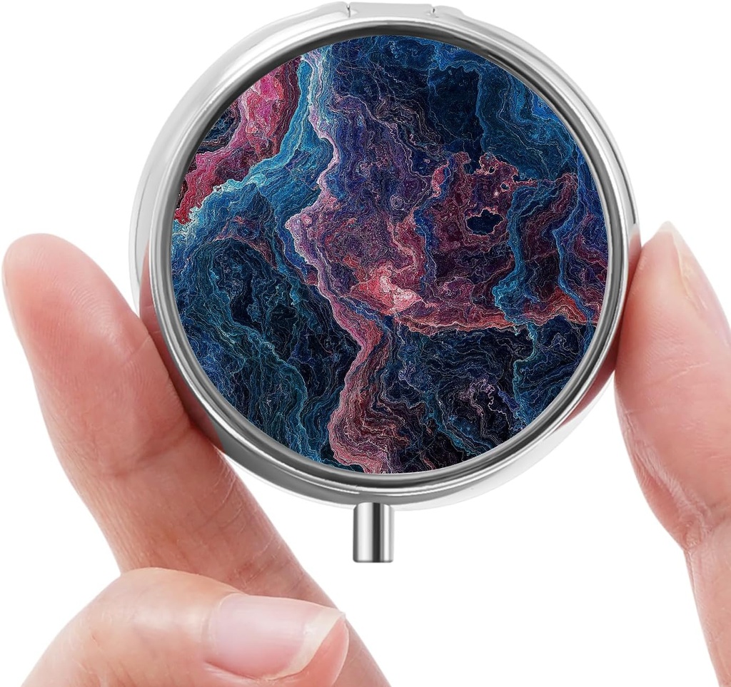 Mini Pill Box, Small Pill Box, Portable Pill Box, Cute Pill Organizer for Vitamins, Drugs, Fish Oil and Supplements (Texture)