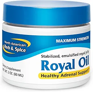 Kuzey Amerika Herb & Spice Royal Oil - 2 fl. oz. - Raw Royal Jelly - Sağlıklı Adrenal Destek, Mücadele Stresi - 10HDA & B Vitaminleri - Non-GMO - 20 Hizmet