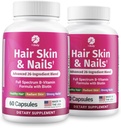 1 Body Hair Skin Nails Growth Vitamin with Biotin - Full Formula for Men & Women - 2 Pack