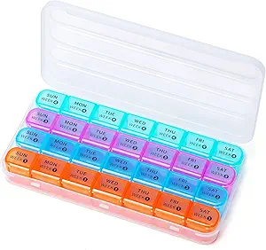 28 Günlük Pill Organizer - Haftalık Pill Box 1 Gün Bir Gün, 4 Hafta Büyük Pill Seyahat Davası, Büyük Bağışlama Kişisel Pill Vitaminler, Balık Yağları, Tamamlar ve Tıp