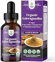 USDA Organic Ashwagandha Liquid Drops - Ashwagandha Root Extract for Stress and Mood Support - Yetişkinler için Pure Adaptogen Drops - Alkol Özgür Herbal Tinctures for Rest - 30 ml Şişe