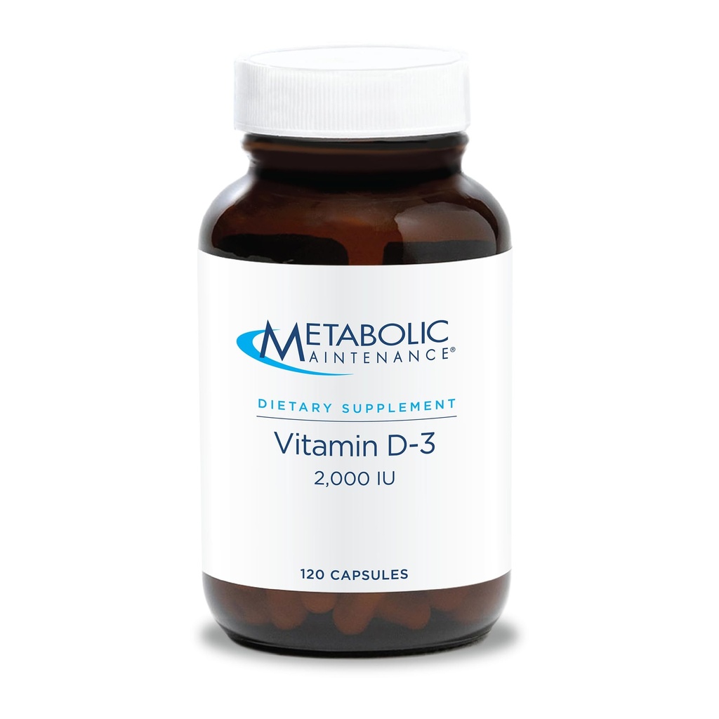 Metabolic Bakım Vitamin D-3 2000 IU - Superior Abhidrasyon D3 Vitamin C - Bone, Immune, Mood + Cardiovascular Support Supplement, No Fillers (120 Capsules)