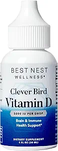 Best Nest Wellness Vitamin D Drops- Liquid Vitamin D3 Supplement, Vitamin D3 Liquid Drops for Adults & Kids, Non-GMO VIT D Drops, Vitamin D Liquid Drops, 2000 IU per Serving (One Drop) 1oz