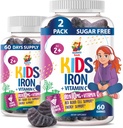 Çocuklar ve Gençler için SUN Iron Gummies - C vitamini ile 10 mg Vitamini - Immune Support için Düşük Sugar Chewable Iron Gummy Supplement, Çocuklar ve Genç Kızlar için Kırmızı Kan Hücre Üretimi Desteği