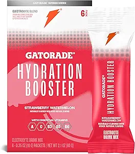 Gatorade Hydration ATM Electrolyte Drink Mix Toz Packets, Strawberry Watermelon, Advanced Electrolyte Mix, Nodrew Colors, No Yapay Sweeteners, Essential Vitamins A, C, B3, B5, B6, Makes 20 Fl Oz (6 Pack)