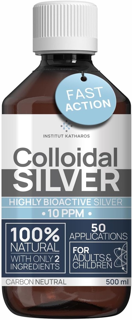 Colloidal Silver Liquid 8 fl oz 10 PPM - Bioactive Hydrosol Silver Water - Natural Immune Support Nano Sol Supplement Solution - Quality Ionic Minerals - Organic Structured Silver