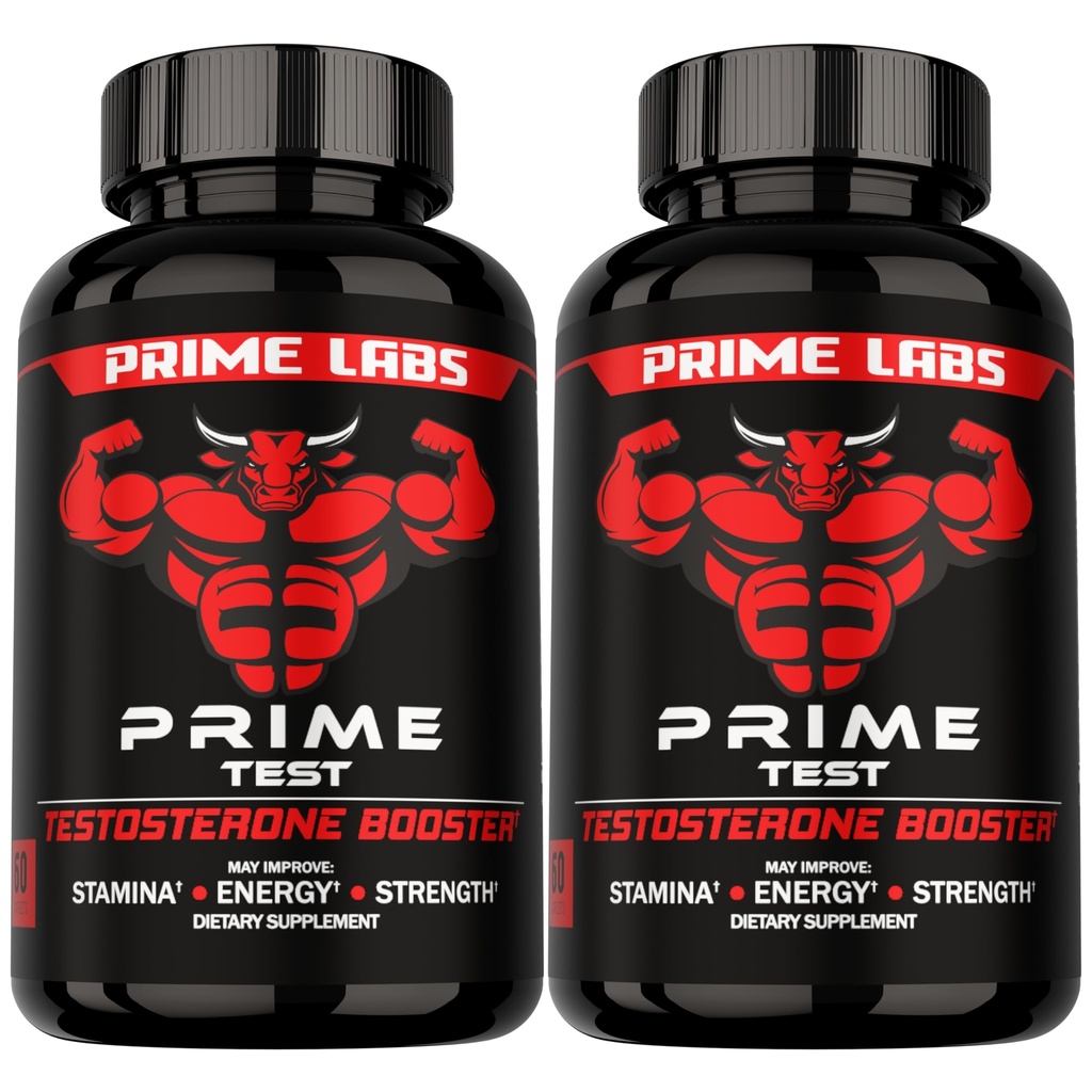 Prime Labs Testosterone Supplement for Men (2-Pack) - Stamina, Endurance, Energy, & Strength - Men's Testosterone Booster & Workout Supplement - 120 Caplets