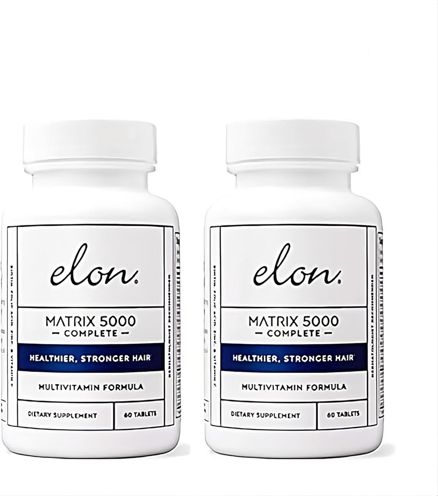 Elon Matrix 5000 Çokvitamin - Cilt, Saç ve Nail Büyüme Vitaminleri - Kadınlar ve Erkekler için Sağlıklı Saç Büyüme Vitaminleri - 5000Mcg Biotin Supplement, 2 Paket (120 Day Supply)