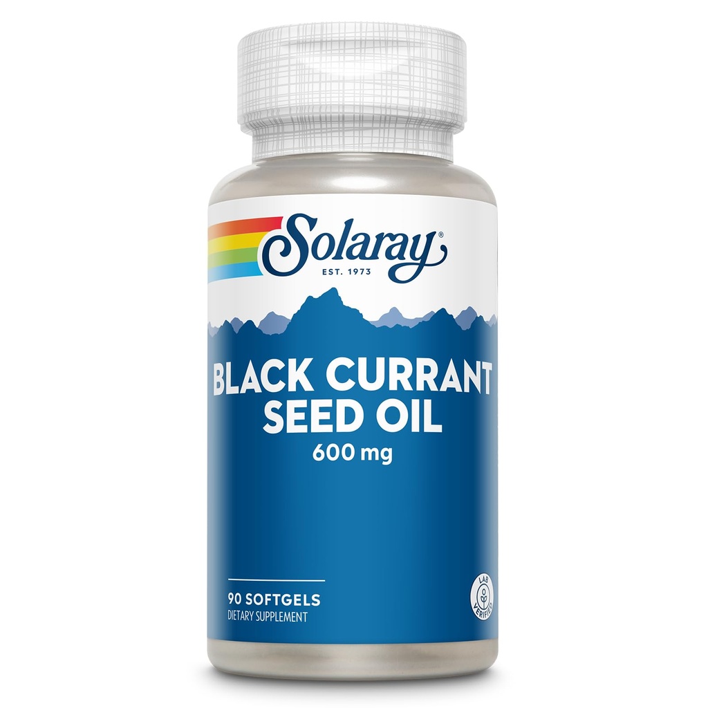 SOLARAY Black Currant Seed Oil 600 mg - Antioksis, Gamma Linolenic Acid (GLA), Alpha Linolenic (ALA) ve Linoleic Acid (LA) - Skin Health Support - 60-Day Garanti, 90