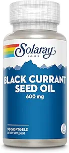 SOLARAY Black Currant Seed Oil 600 mg - Antioksis, Gamma Linolenic Acid (GLA), Alpha Linolenic (ALA) ve Linoleic Acid (LA) - Skin Health Support - 60-Day Garanti, 90