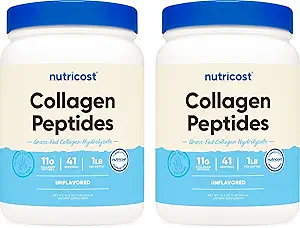 Nutricost Pure Collagen Hydrolysate (Bovine) Toz (2 Pack) - Grass Fed Bovine Collagen, 1LB Per Şişe