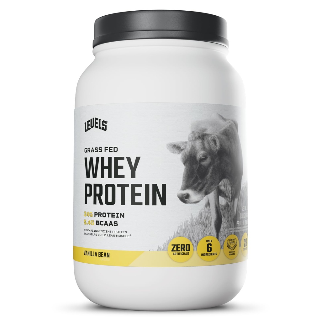 Seviyeler Grass Fed Whey Protein Toz, Yapay Değil, 24G Protein, Vanilla Bean, 2LBB