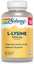 SOLARAY L-Lysine, Free-Form 1000 mg, Essential Amino Asit Immune Support Supplement with C 1000 mg and çinko 25 mg, Value Boyut, Lab TY, 60 Günlük Garanti, 60 Hizmet, 180 Tabletler, 60 Paketler,