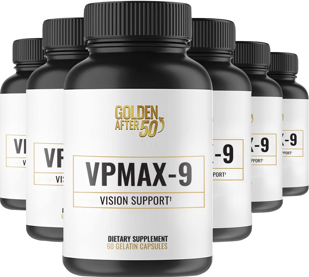 Golden After 50 VpMax-9 - Περιποίηση όρασης και αντιοξειδωτικό συμπλήρωμα με βιταμίνες ματιών, λουτεΐνη, λυκοπένιο και εκχύλισμα bilberry - 6 μπουκάλια