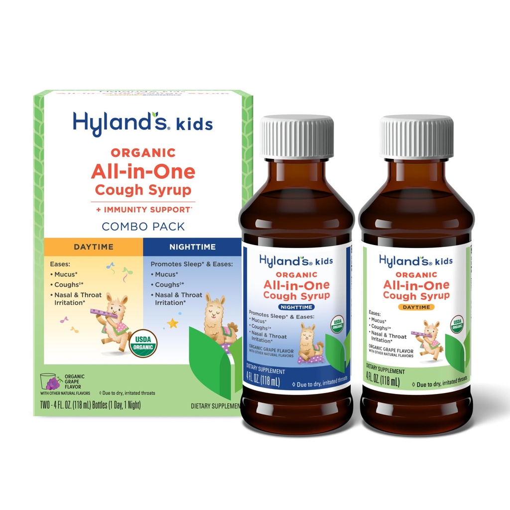 Παιδιά του Hyland οργανικά all-in-One Grape Cyrup ημέρα & νύχτα, δύο μπουκάλια 4 ουγγιά