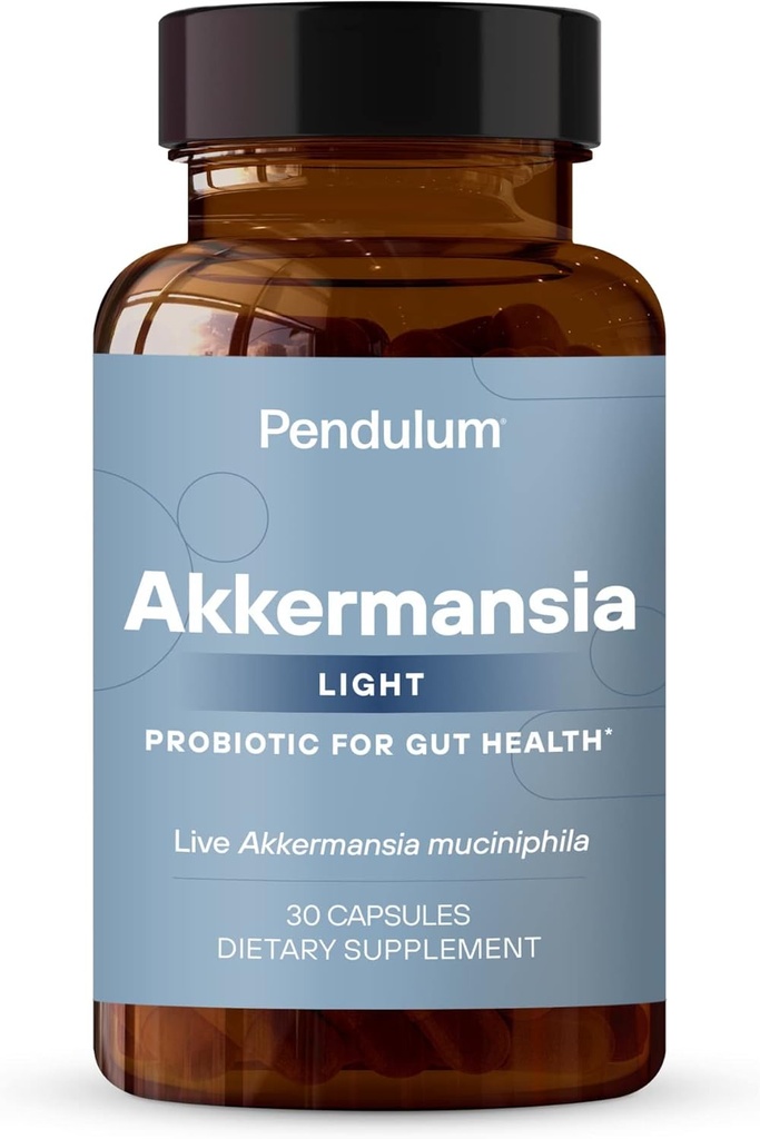 Pendulum Akkermansia Işık | Patentli Live Akkermansia Muciniphila | Kadınlar ve Erkekler için Probiyotik Supplement | Destekler GLP-1, İyileşen Sağlık, Prebiyotik Fiber (30 Capsules)