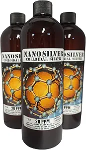 Nano Siver- Colloidal Silver Şişeler | Colloidal Silver | Mineral Supplement 17 oz Four Şişes
