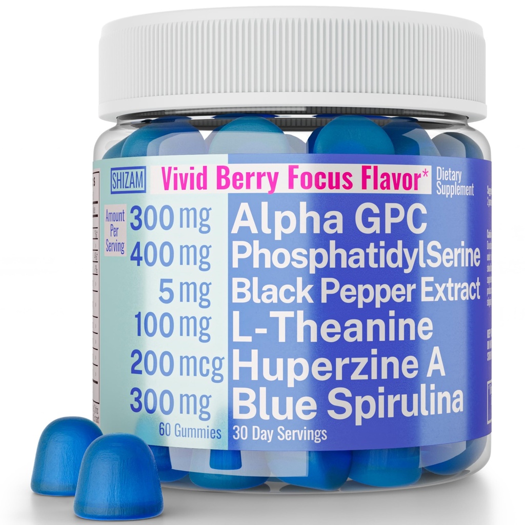 Alfa GPC Huperzine A PhosphatidylSerine L-Theanine Blue Spirulina Bioperine Gummies, Alpha-GPC Huperzine-A Phosphatidyl Serine L Theanine Supplement, Toz Capsules Tabletleri Sıvı Supplements Alt