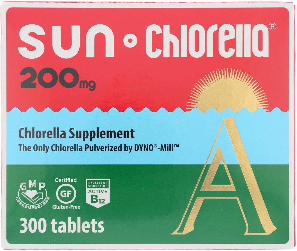 SUN CHLORELLA - Chlorella Supplement, Vitamin-Enriched ve Vegan-Friendly Tabletler (200 Mg - 300 ct)