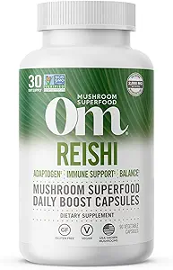OM MUSHROOM SUPERFOOD Reishi Mushroom Κάψουλες Superfood Supplement, 90 Count, 30 Days, Organic Adaptogen for Stress Relief and Immune Health