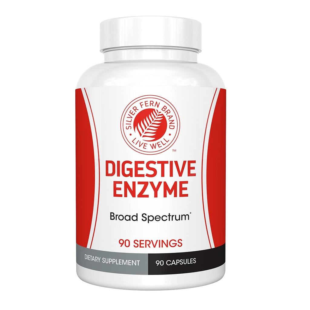 Silver Fern Brand Ultimate Digestive Enzyme Supplement - 1 Şişe = 90 Capsules - Yüksek Potency, Multi Enzyme - Digestive Comfort & Food Tolerance - Hemicullulase, Peptidase, Malta, More