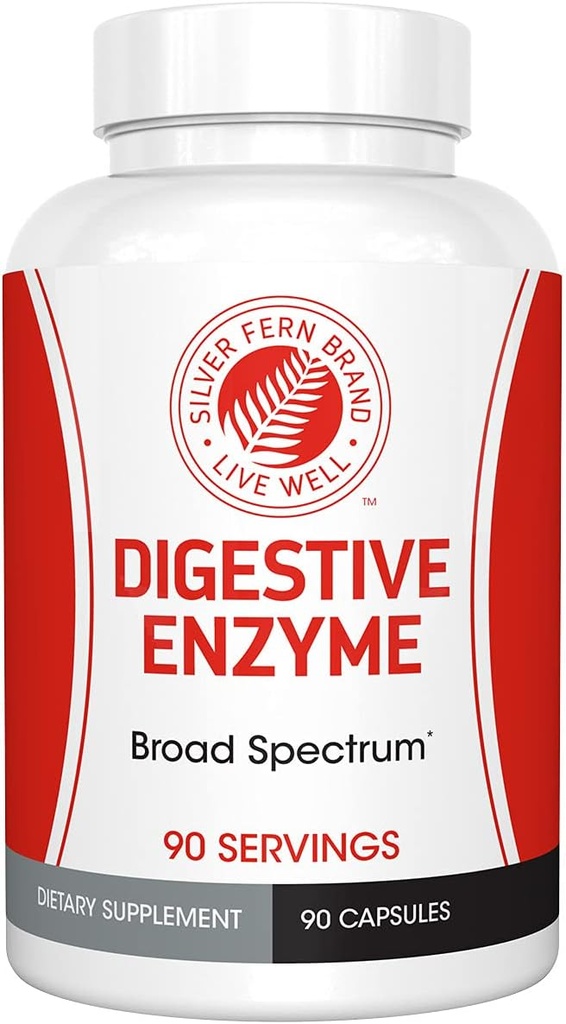 Silver Fern Brand Ultimate Digestive Enzyme Supplement - 1 Φιάλη = 90 Κάψουλες - Υψηλή ισχύς, Multi Enzyme - Digestive Comfort & Food Ανοχή - Ημικρουλουλλάση, Πεπτιδάση, Μάλτα, Περισσότερα
