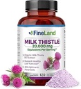 FineLand Milk Butle Pills 50:1 Ekstraksiyon - 120 Vegan Capsules - 20.000 mg Strenght with% 80 Silymarin Flavonoids - Liver & Antioksi Support | 50X Yoğun Tohumlama - ABD'de Yapıldı