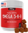 IHeartDogs Omega 3-6-9 Köpekler için - Skin ve Coat Fish Oil Supplement for Dogs with Pure Antarktika Krill Oil - Alerji & Itchy Skin Relief Chews, 120