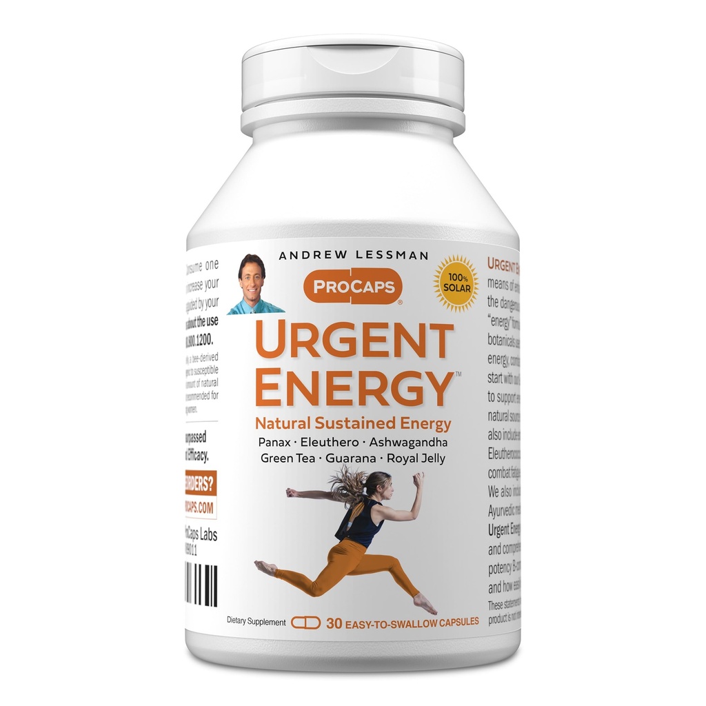 ANDREW LESSMAN Urgent Energy 30 Capsules - Güvenli, Sağlıklı Bir Enerji Seviyelerini Sağlıyor ve Well-Being, Green Tea, Guarana, BTC, Royal Jelly, Ashwagandha, B-Complex