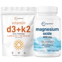 Micro Συστατικά Βιταμίνη D3 5.000iu + K2 100mcg Softgels & οξείδιο του μαγνησίου 400mg Bundle Pack 