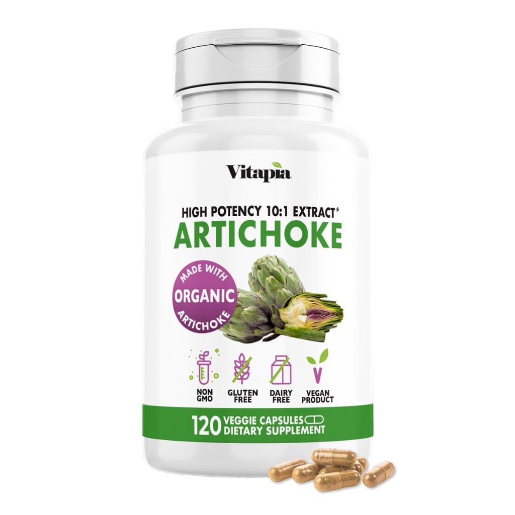 Vitapia Organik Artichoke Extract Supplement - Liver Cleanse Detox & Tamir, Liver Health, Digestion, Antioksi Support - 120 Vegan Capsules, Non GMO, Gluten Free