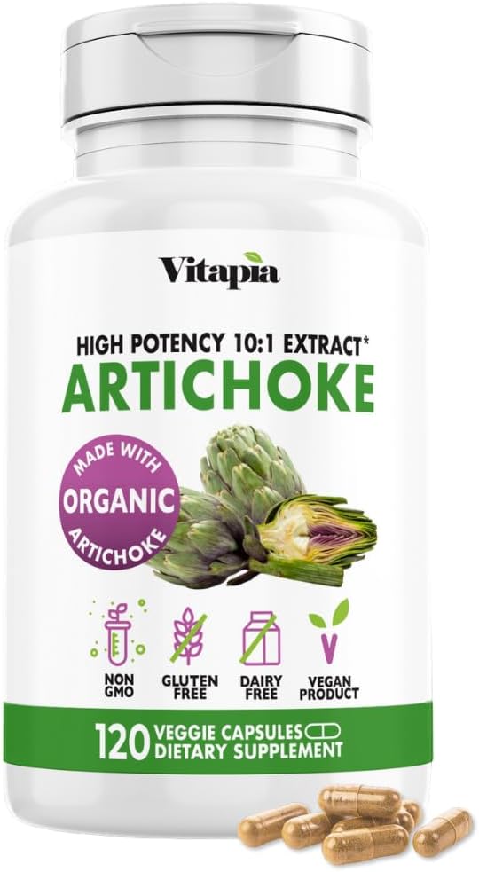 Vitapia Organik Artichoke Extract Supplement - Liver Cleanse Detox & Tamir, Liver Health, Digestion, Antioksi Support - 120 Vegan Capsules, Non GMO, Gluten Free