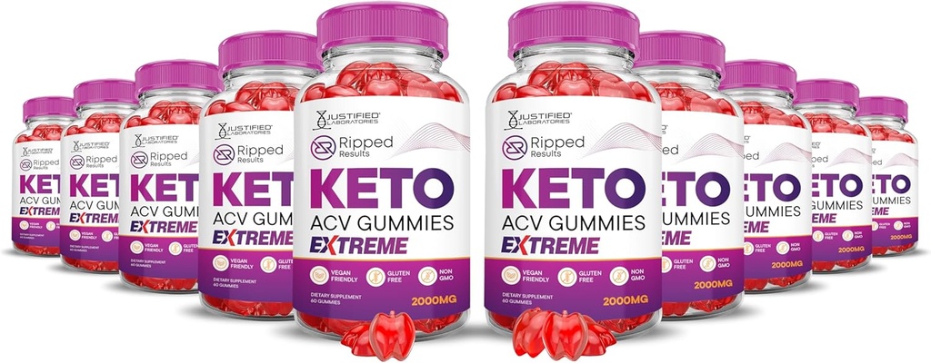(10 Pack) Ripped Results Keto ACV Gummies Extreme 2000MG Ripped Results Keto Gummies Apple Cider Vinegar Formulated with Pomegranate Beet Juice B12 Vegan Non GMO 600 Gummys