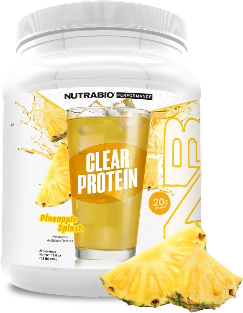 NutraBio Clear Protein Toz, Pineapple Outlet - 20 Hizmet, 20g Clear Whey Protein Isolate, 0 Sugar, 0g Lactose, Yenileme Meyveleri Flavors, GLP1 Desteği - Bone Health - Kas Post Workout Recovery