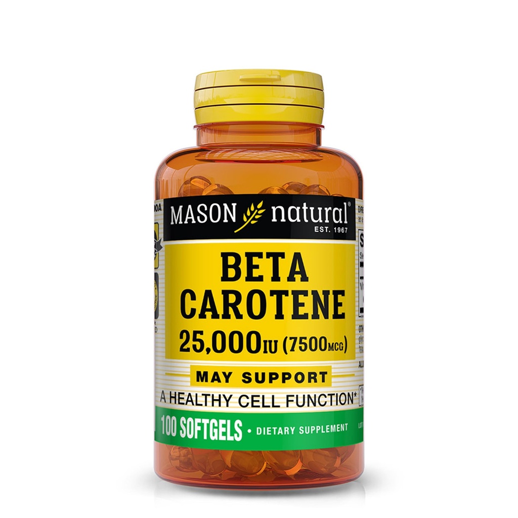 MASON NATURAL Vitamin A Beta Carotene5.000 IU - Sağlıklı Vizyon, Hücre Fonksiyonu ve Immune Function, 100 Softgels