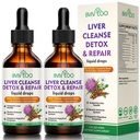 2 Pack Liver Health Liquid Drops - 2000 mg Milk Thistle, Dandelion Root, Artichoke, Silymarin Extract, & Turmeric Herbs - Vegan, Non-GMO - 4 Fl Oz (120 ml)