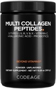 Kodaj Multi Collagen, Toz + Probiyotiks Black Edition, C, Hyaluronic Acid Toz Supplement, Grass-Fed, Hydrolyzed, Zero Carbs, Tip I, II, III, V & X, Unflavored, 10.58oz