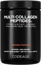 Kodaj Multi Collagen, Toz + Probiyotiks Black Edition, C, Hyaluronic Acid Toz Supplement, Grass-Fed, Hydrolyzed, Zero Carbs, Tip I, II, III, V & X, Unflavored, 10.58oz