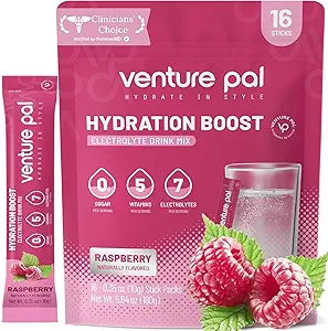 Venture Pal Sugar Free Electrolyte Toz Paketleri - Sıvı Günlük IV Hızlı Hydration & Parti Recovery için Mix | 5 Vitamin & 7 Elektrolytes / Keto Friendly | Non-GMO | sertifikalı Vegan | 16 Sticks