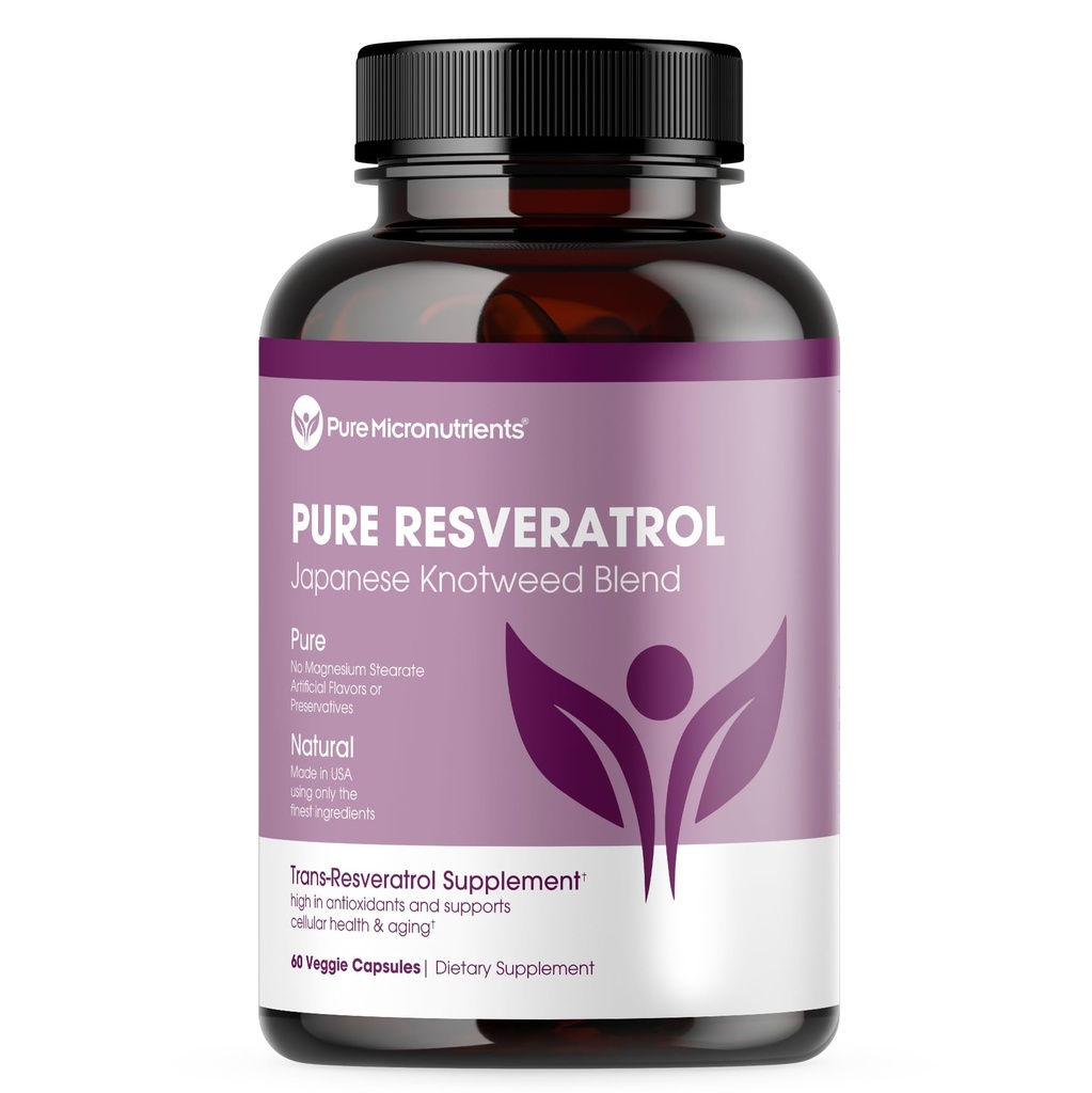 Pure Resveratrol Supplement - Ekstra Kuvvet 600 mg Trans-Resveratrol Per Serve - Kalp, Bilişsel, Immune Health Support - Purified & Bio available - 60 Vegan Caps