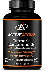 Aktif Atomlar Turmeric Extract, Extra Strength with BioPerine® Black Pepper 750 mg Turmeric Extract per One 00" Capsule, Standardized 95 Curcuminoids, Non-GMO, 60 Veggie Capsules 60 Day Supply