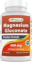 En İyi Doğal Magnezyum Gluconate (35 mg Elemental Magnezyum 600 mg of Magnezyum Gluconate) 180 Tablet