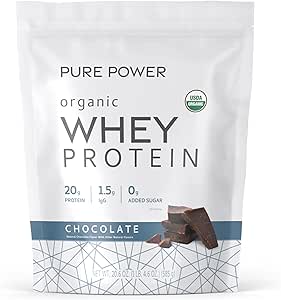 Dr. Mercola Pure Power Organic Whey proteini - 20 g proteini - Kas Büyüme ve Enerjiyi Destek - Grass-Fed Whey Yoğunluğu - 15 Hizmet (20.60 oz) - Chocolate Chocolate